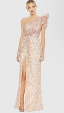 Mac Duggal 5622 Sz 8 Pink Embellished Puff One Shoulder Sleeve Gown $538
