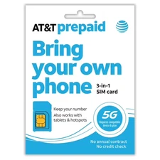 AT&T Prepaid 3-in-1 SIM Card Kit | Triple Cut (Nano/Micro/Standard) | GSM Unlock
