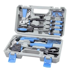 126-Piece Home Tool Set Kit, Basic Household Hand Tools with Storage Case, Blue