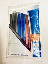 PAPERMATE WRITE BROS BALL POINT PEN 10-PK MED POINT BLACK BLUE RED 2010 SANFORD