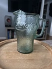 Coca Cola Vintage 64 Oz Glass Pitcher Fluted Ice Spout Heavy