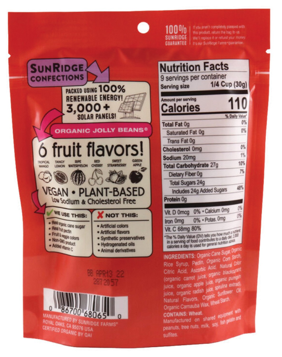 Органические бобы Jolly Beans от Sunridge Farms - Натуральные сладости со свежими фруктами 3890₽