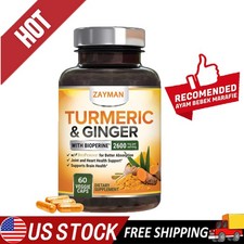 TURMERIC CURCUMIN WITH GINGER - 95 CURCUMINOIDS 2600MG MAX POTENCY W BIOPERINE