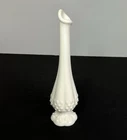 Fenton Milk Glass Swung Hobnail Pattern 9" Footed Bud Vase White Vintage Signed