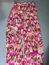Forum Novelties Pink 60/70s Flower Power Peace Bell Bottoms | Size Standard
