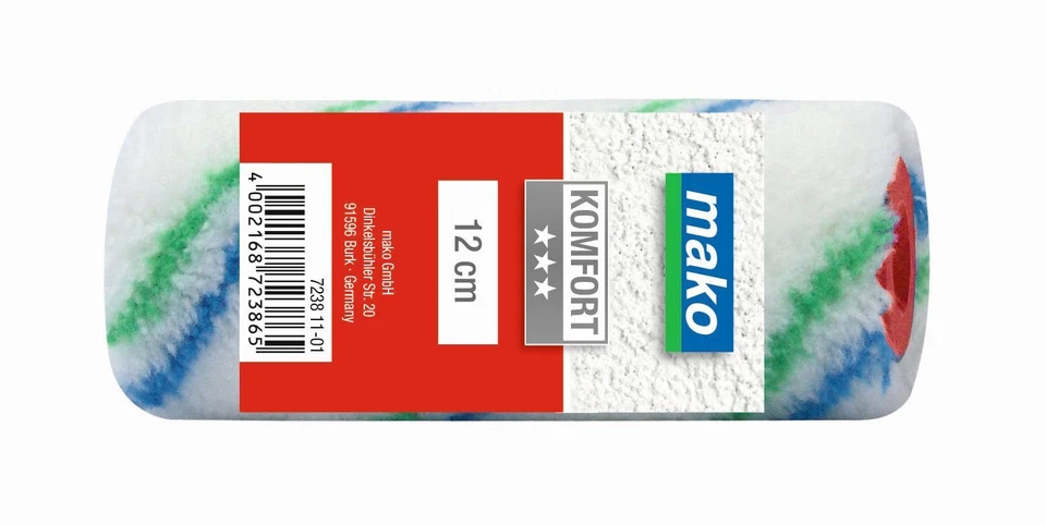 MAKO GMBH Malerwalze Ersatzwalze Farbrolle Kleinflächenwalze KOMFORT mako-flor 12cm breit