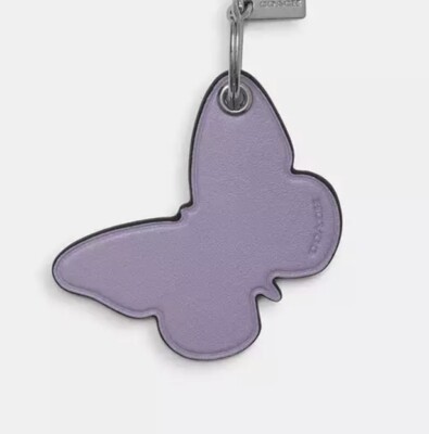 NWT Coach Butterfly Bag Charm Key Ring Silver / Light Violet CR903