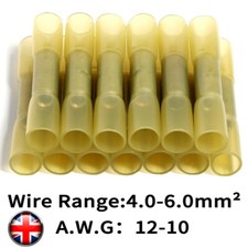50pcs 12-10 Gauge AWG Heat Shrink Butt Wire Crimp Connectors Terminals Yellow