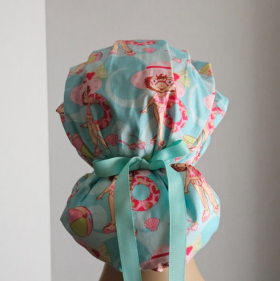 Bouffant/Ponytail Combo Scrub Hat - Summer - Strawberry Shortcake