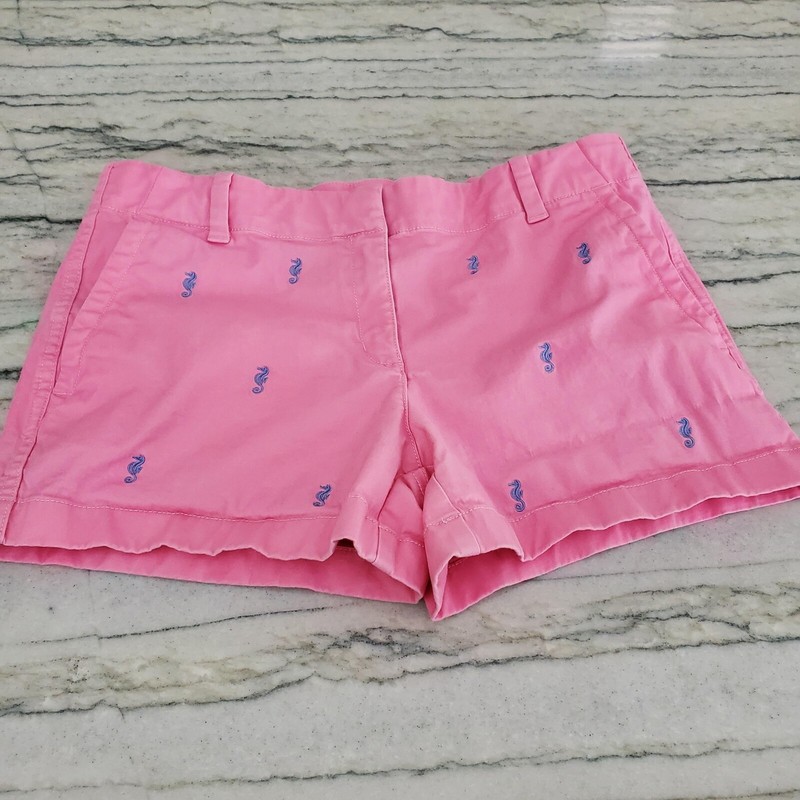 Vineyard Vines Girls Pink Seahorse Shorts Adjustable Waist Size 16
