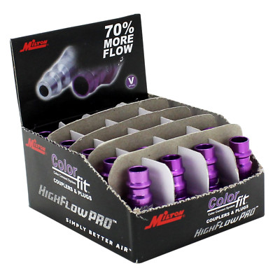 Milton 760VC-20 Colorfit Highflowpro Plugs, V-Style Purple, 1/4'' NPT Male, Box o