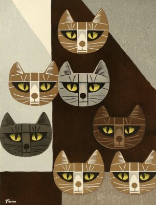 Cat Faces By Nagaki Tomoo - Quality Matte Print - FRAME ME