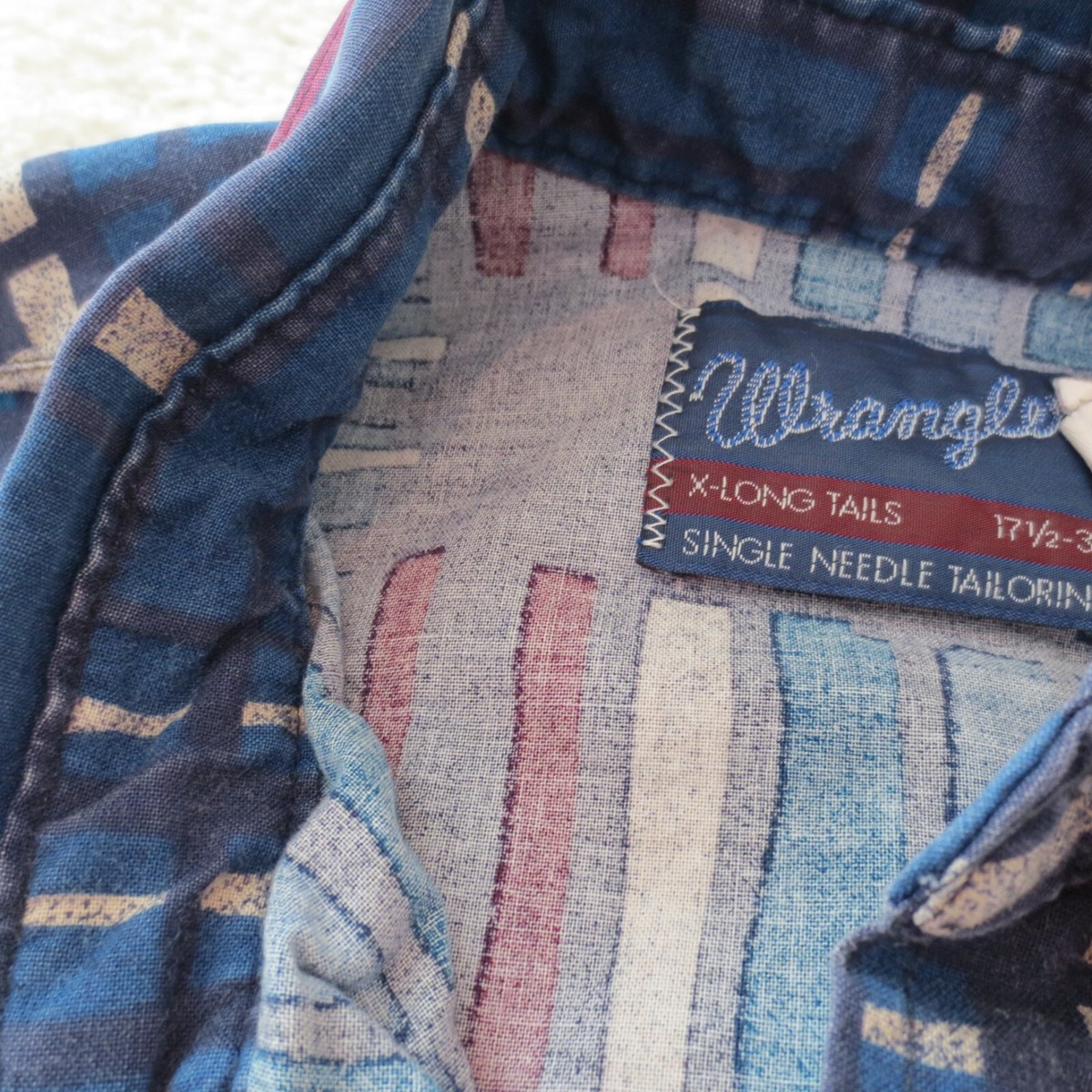 Vintage Vintage 90s Wrangler Brushpopper Button Up Blue Pink 17-35 A