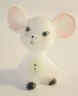 Fenton Mouse White 3" Figurine Handpainted Signed Green Vest Theme Cute Mouse