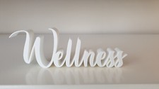3D Druck Schriftzug "Wellness", Dekowort, Deko Badezimmer Wohnung, Geschenk Wort