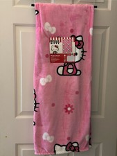 Sanrio Hello Kitty Pink And White Bows Plush Throw Blanket 50"x70"