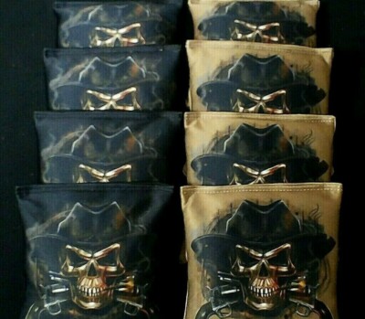 COWBOY WILD WEST SKULL SKELETON Shotgun 8 ACA Regulation Cornhole Bean Bags 