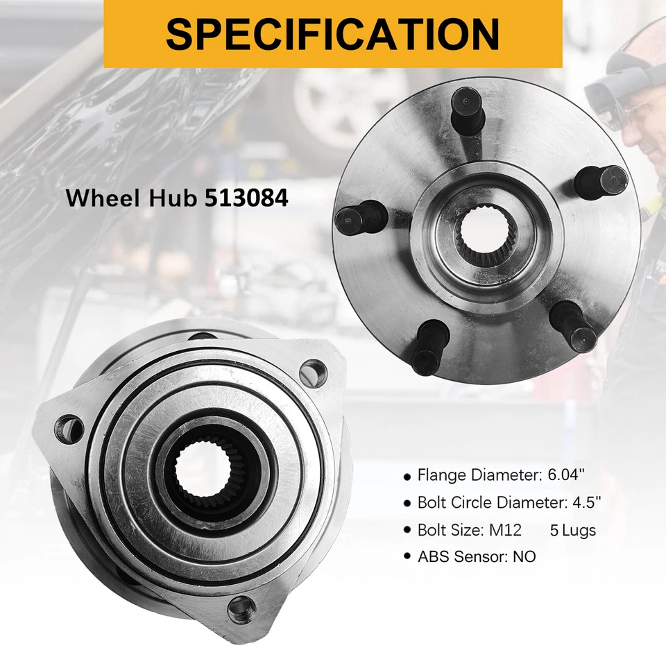 Pair Front Wheel Bearings and Hubs Assembly 513084 for 1990-1998 JEEP Cherokee Foto 3 de 4