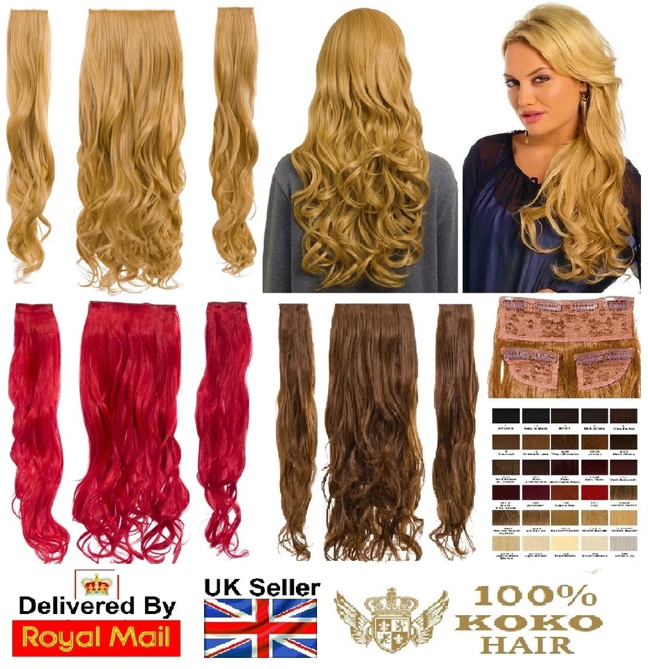 KOKO Thick 190g Three Piece/Weft Curly Clip-in Hair Extensions Various Colours
