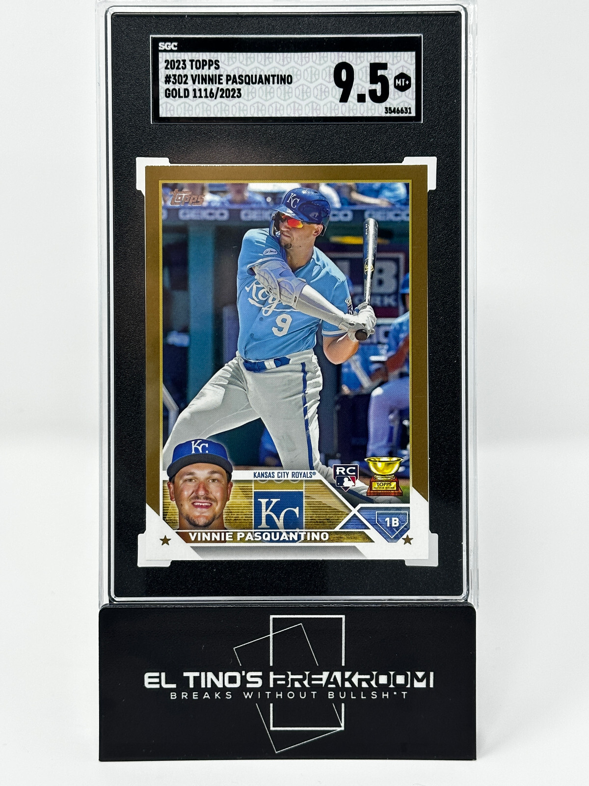 VINNIE PASQUANTINO 2023 Topps Gold 1116/2023 #302 RC SGC 9.5 ROYALS