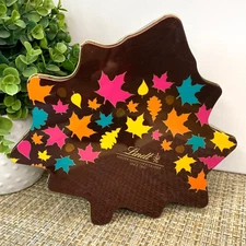Lindt Leaf Tin Swiss Empty Chocolate Candies Tin Brown Autumn Falling Leaves