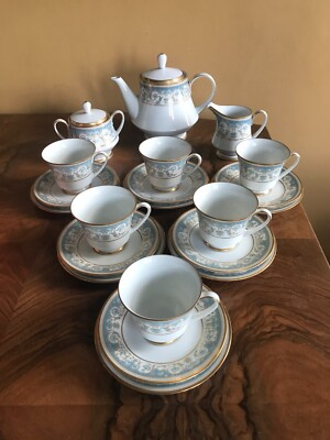 Vintage Noritake Porzellan Polonaise Teeservice für 6 - Trios, Teekanne Zuckerdose & Kanne