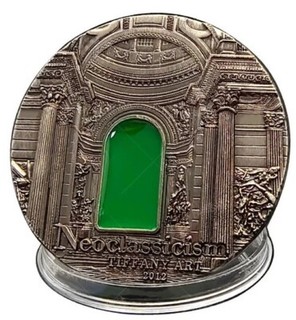 Antique Finish Silver Plated Coin Medal Amber Green Old Arc de Triomphe Paris UK