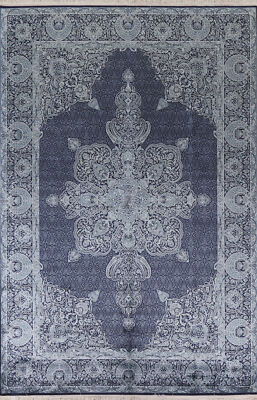 Silk Traditional Style Navy Blue 6x10 ft Turkish Area Rug Elegant Rugs