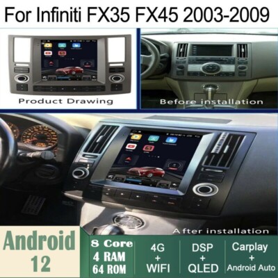 Car Android Gps Navigation Wifi 10.4'' For Infiniti Fx35 Fx45 03-09 Carpaly 4+64g
