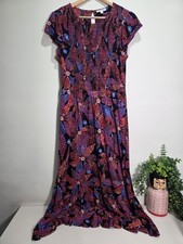 Monsoon Size Medium Shirred Midi Dress Floral Hearts