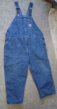 Carhartt Denim Bib Carpenter Style Overalls R08 DNM Sz 54" X 26"