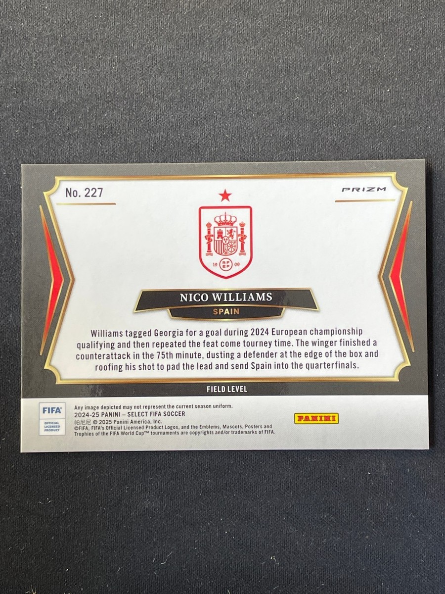 Nico Williams 2024-25 Panini Select FIFA Field Level Silver Prizm
