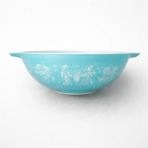 PYREX Turquoise #444 AMISH BUTTERPRINT 4 QT Cinderella Mixing Bowl