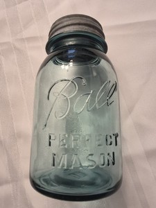 Vintage 1910-1923 Aqua Blue Ball Perfect Mason Jar Mold #10 