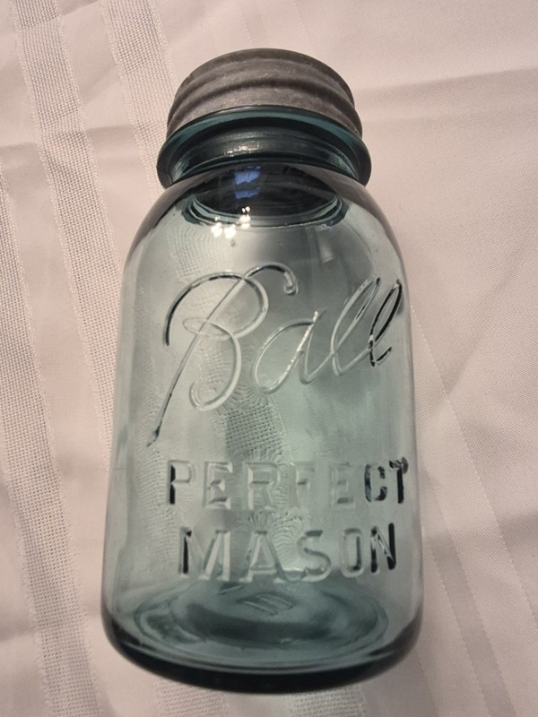 Vintage 1910-1923 Aqua Blue Ball Perfect Mason Jar Mold #10 