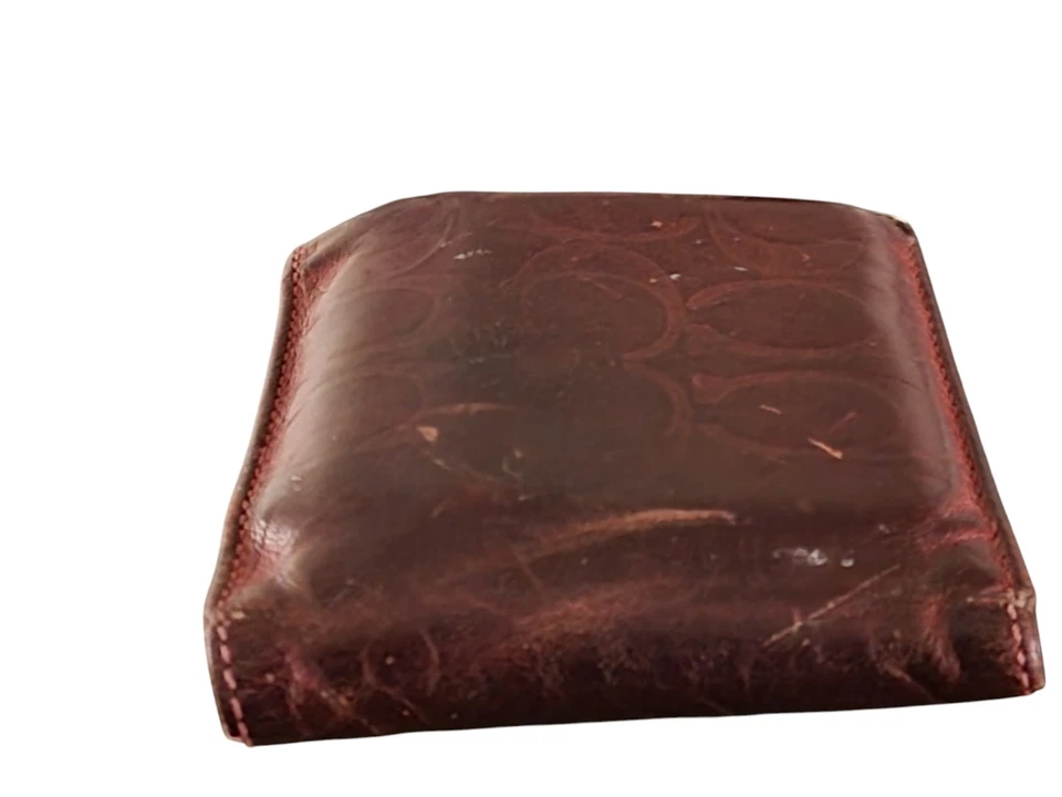 Cartera tarjetero de cuero usada Red Granate Coach para hombre Foto 4 de 4