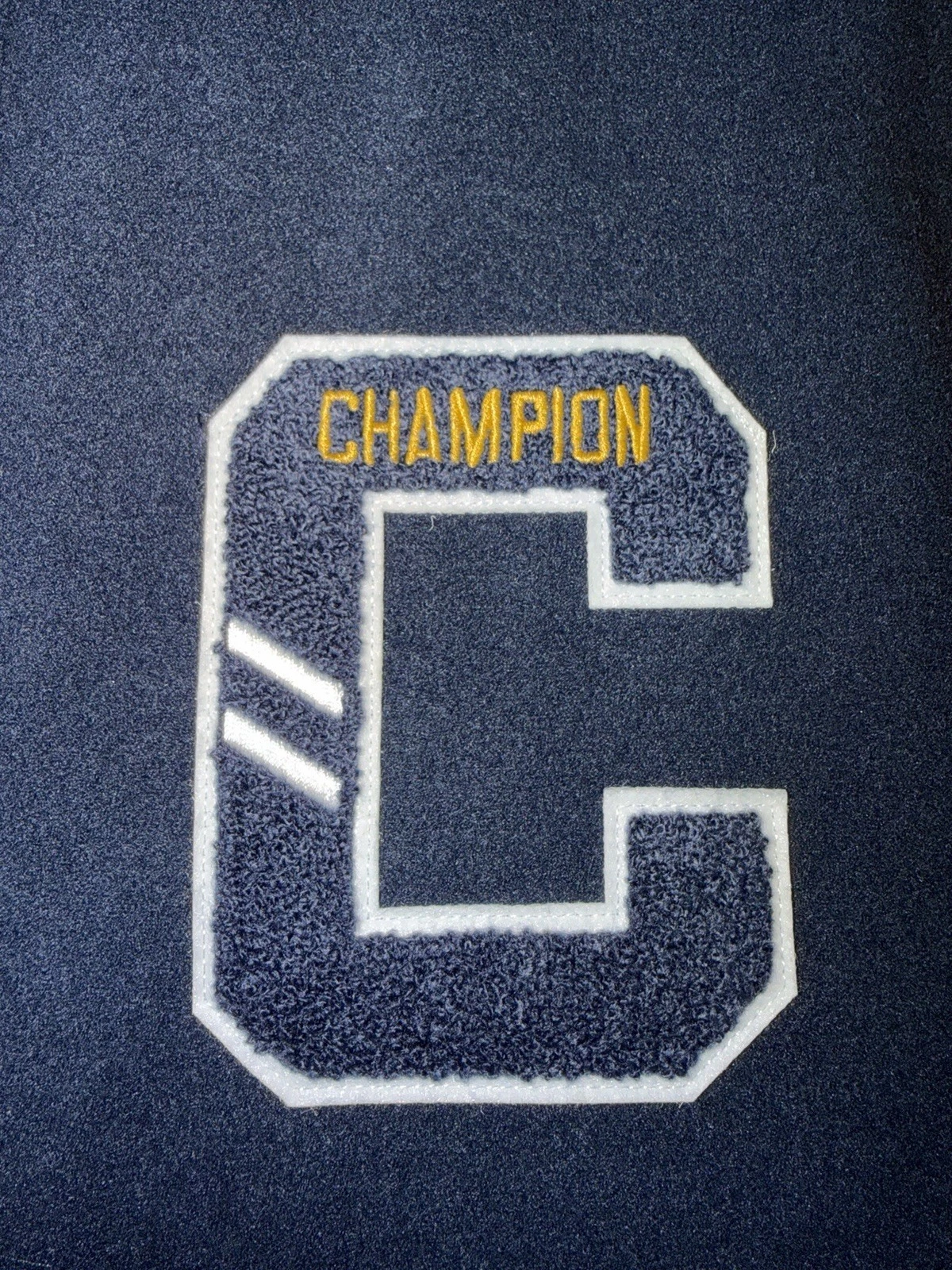 Champion Men's Mixed Media Varsity Bomber Jacket Navy Brown (LARGE) CH5RP290 🐅 image 4