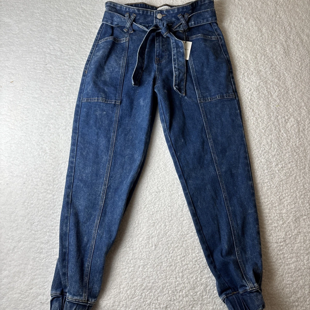 Pantalones de chándal Forever 21 denim azules desgastados elásticos talla 27 nuevos con etiquetas