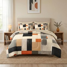 Comforter Set Queen Size, Geometric Painting Contemporary 7 Pcs Bedding for a...