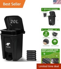 Dog Poop Trash Can Outdoor 20L 5Gallon Pet Waste Bin With 100 Bags Black