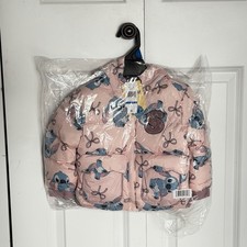 Disney Stitch Girls Puffer Jacket Peach Winter Coat Size 2T Hoodie