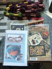 Rug Hooking Lot Patterns, Magazine, Tool and DMC Wool Skeins
