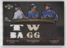 2009 Triple Threads Relic Combos Sepia 1/27 Dustin Pedroia Ian Kinsler HOF q3x