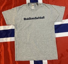 Vintage Utah State Aggies Softball Men’s Medium Heather Gray T-Shirt Y2K NCAA
