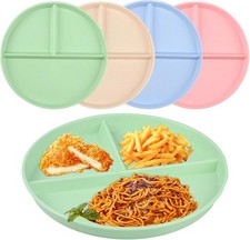 ALAHUGYEF 4 Pcs Divided Dinner Plates Sets, 8.6 Inch Portion Light Color 