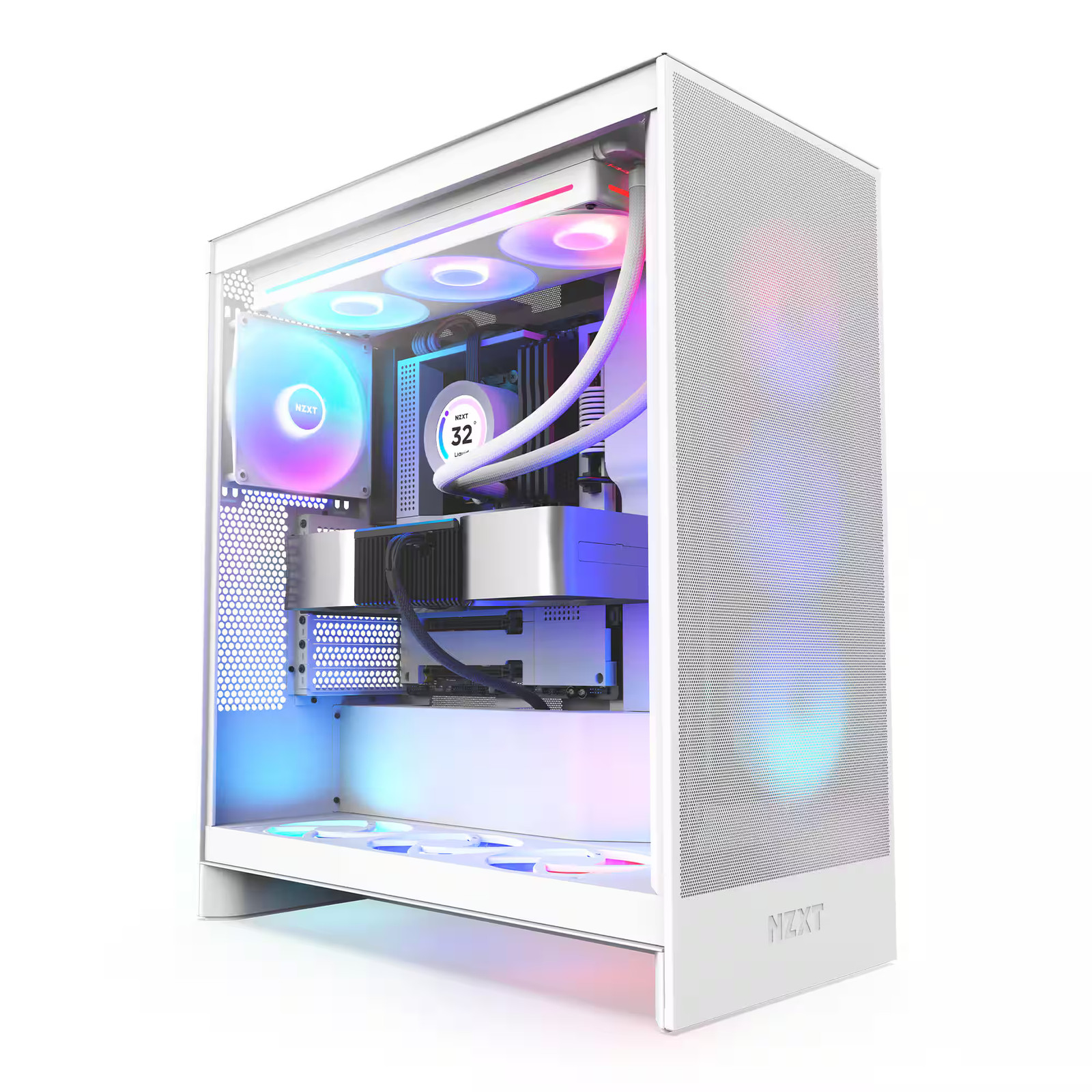 Корпус для ПК NZXT - H7 Flow 2024 Mid-Tower ATX с вентиляторами RGB - белый 16990₽
