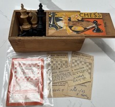 Vintage Wooden Chess set Staunton Style, Made in France