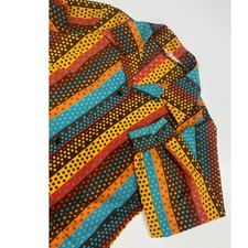 VTG RETRO 60s/70s Channel 1 Bill Sims polka dot disco graphic button up shirt XL