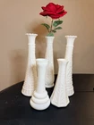 Lot of 5 vintage Milk Glass Bud Vases