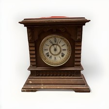 Antique Ansonia Clock Co. Mantle Clock Eight Day Syria Strike Made NY USA Wood